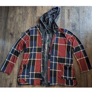 Egs California Women's Hooded Neck Tie Rayon Blend Cardigan W/ Hoodie USA 3X